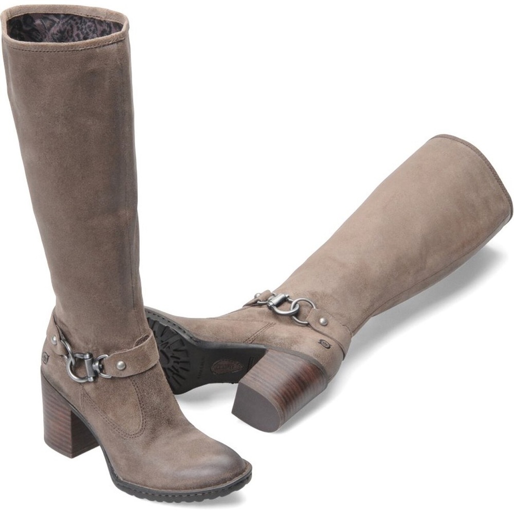 Born Jacey Western Suede Distressed Knee Boots